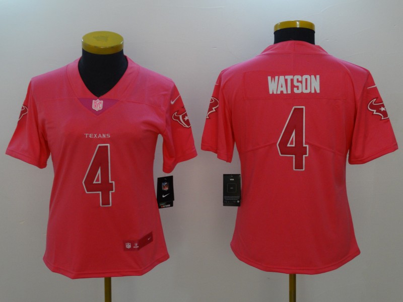 Women Houston Texans #4 Watson Pink Nike Vapor Untouchable Limited NFL Jerseys->women nfl jersey->Women Jersey
